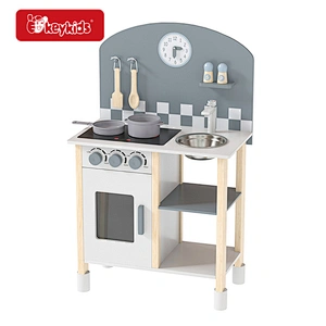 Customize cheap pretend play wooden kitchen toy set for kids W10C864