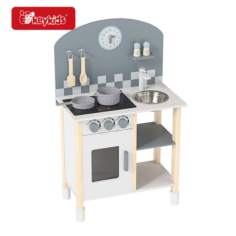 Customize cheap pretend play wooden kitchen toy set for kids W10C864